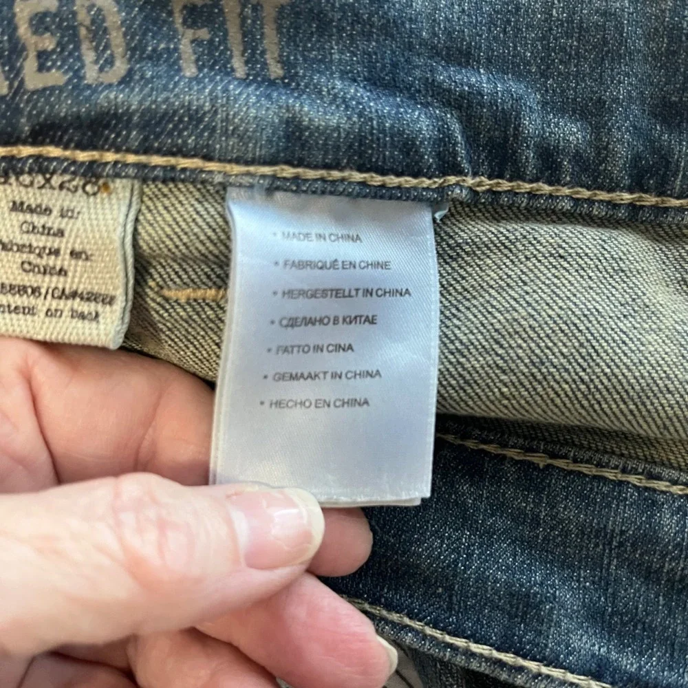 True Nation Jeans Tapered Fit Distressed Paint Splatter‎ Denim Blue 46x30